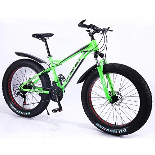 Vélos de montagnes : MYTNN Fatbike Vélo de montagne 26" 21 vitesses Shimano Fat Tyre 47 cm RH Snow Bike Fat Bike (vert)