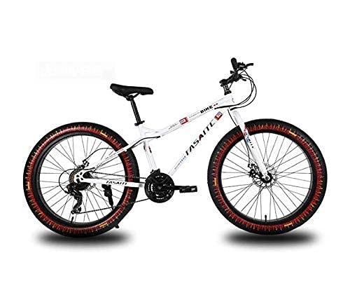 Vélos de montagnes : N&I Vélo VTT 26" pour adultes Dual Disc Brake Fat Tire Mountain Trail Bicycle Hardtail Mountain Bike High-Carbon Steel Frame White 27 Speed Orange 21 vitesses