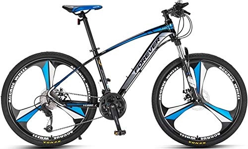 Vélos de montagnes : No Branded Forever VTT pour adulte, vélo Hardtail avec siège réglable, YE880, 26", 27 vitesses, cadre en alliage d'aluminium, noir / bleu, jante en alliage une pièce