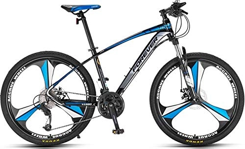 Vélos de montagnes : No Branded Forever VTT pour adulte, vélo Hardtail avec siège réglable, YE880, 26", 30 vitesses, cadre en alliage d'aluminium, noir / bleu, jante en alliage une pièce