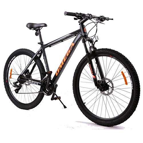 Vélos de montagnes : OMEGA BIKES Vélo de Ville Unisexe pour Adulte Noir / Orange 27, 5 cm