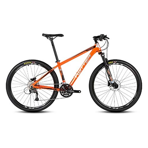 Vélos de montagnes : PXQ Adultes VTT Shimano M370-27 Vitesses Dual Line Disc Brake Off-Road Bike pour Hommes et Femmes en Alliage d'aluminium vélos avec Amortisseur 26 / 27, 5 Pouces, Orange, 26"*17