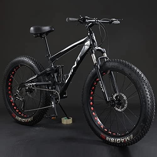 Vélos de montagnes : Qian Fat Bike 26 pouces Vélo VTT plein ressort avec grand pneu Fully Noir