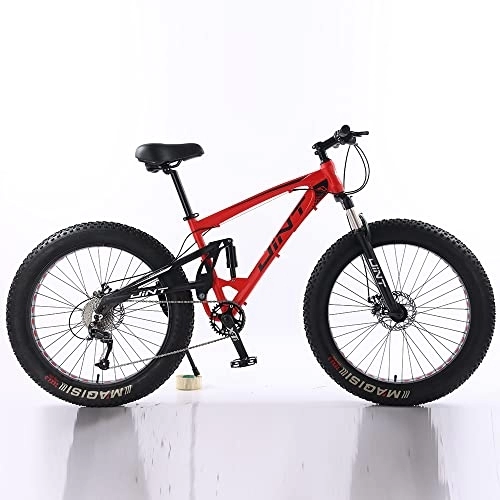 Vélos de montagnes : Qian Fat Bike 26 pouces Vélo VTT plein ressort avec grand pneu Fully Rouge