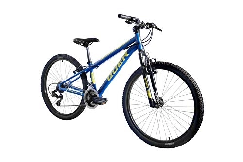 Vélos de montagnes : QUER Titan 26 NUMÉRO 2 26", Aluminium, 21 Vitesses, Frein V-Brake, Fourche (Blue-Yellow, XS15)