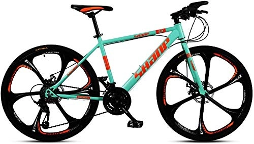 Vélos de montagnes : QXX 24 Pouces Mountain Bikes, Double Disque de Frein VTT Hardtail, Hommes Femmes Haute teneur en Carbone en Acier Tout Terrain Alpin Vélos (Color : 27 Speed, Size : Blue 6 Spoke)