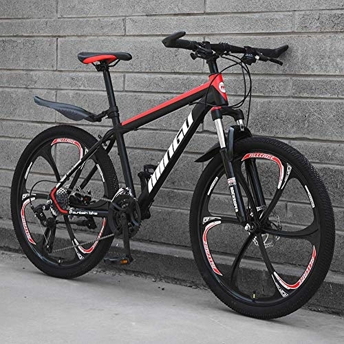 Vélos de montagnes : Relaxbx Vélo de Montagne à Vitesse Variable 21 / 24 / 27 / 30 Vitesses 24 Pouces VTT Freins à Disque Vélo Tout Suspendu, Rouge + Noir, 30 Vitesses