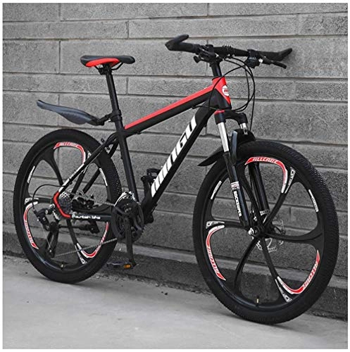 Vélos de montagnes : RLF LF Vélo de montagne pour homme 66 cm, acier à haute teneur en carbone, VTT avec suspension avant, selle réglable, 21 vitesses, noir 3 rayons, D, 24 Inch 21 speed