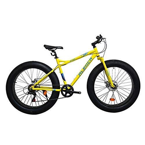 Vélos de montagnes : RTRD Vélo de sport de plein air, 66 cm, 7 vitesses, double frein à disque, pneus 4.0, motoneige, vélo de plage, pour adulte, jaune
