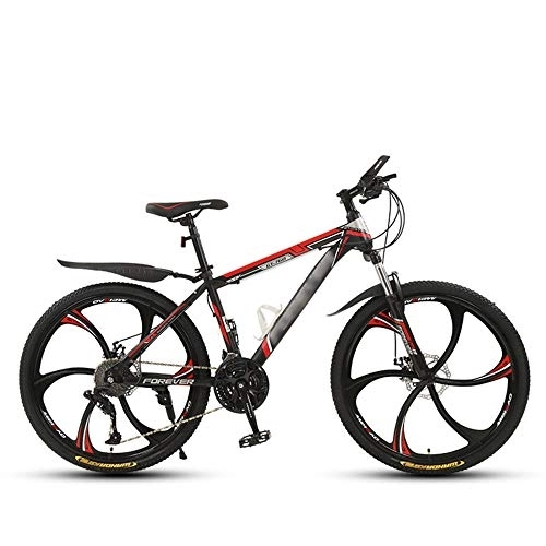 Vélos de montagnes : SANJIANG Vélo De Montagne 24 / 26"avec Fourche à Suspension Vélo De Montagne 21 / 24 / 27 / 30 Vitesses avec Frein à Disque Acier Robuste à Haute Teneur en Carbone, Red-24in-24speed