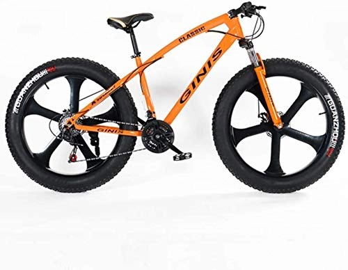 Vélos de montagnes : Une montagne, 21 24 pouces Fat montagne vitesse vélo, cadre en acier à haute teneur en carbone, des vélos de suspension avant, Blanc, 5 Spoke, Orange, 5 branches