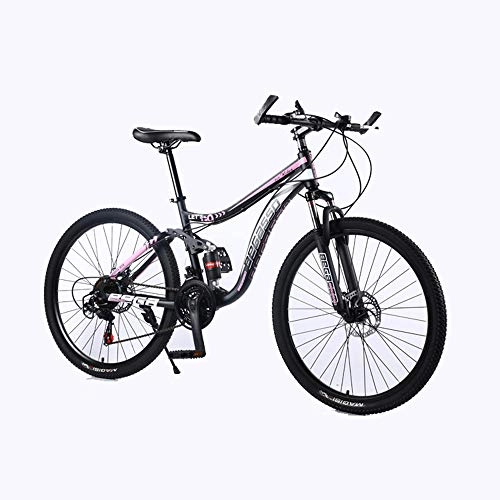 Vélos de montagnes : VANYA Disque de Frein VTT 24 / 26 Pouces 21 Vitesses Suspension du Cycle de Banlieue à Vitesse Variable Hors Route vélo, Rose, 26inches