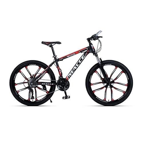 Vélos de montagnes : VIIPOO Vélo Montagne 24 / 26 Pouces Alliage d'aluminium VTT Suspension pour Homme avec Cadre Acier Carbone Haute résistance Design pour vélos Adultes, Red-24‘’ / 21 Speed