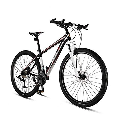 Vélos de montagnes : Vlo de Montagne, VTT Tout Suspendu Cadre en Acier Haute teneur en Carbone, Frein Disque Double, pdales en PVC et poignes en Caoutchouc, Convient aux Hommes et aux Femmes Adultes, Rouge, 33 speed