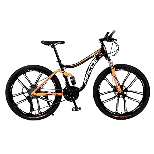 Vélos de montagnes : VTT 26 pouces VTT 21 / 24 / 27 vitesses VTT double amortisseur vélo arrière souple double frein à disque (orange, 10 rayons, 24 vitesses)