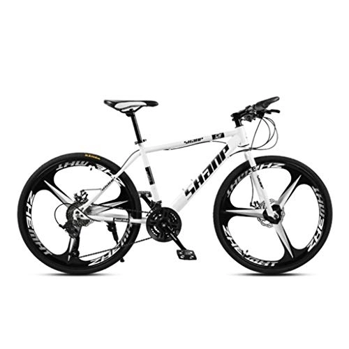 Vélos de montagnes : VTT, 26inch Mountain Bike, Cadre en Acier au Carbone Vélos hardtails, Double Disque de Frein et la Fourche Avant (Color : White, Size : 21-Speed)