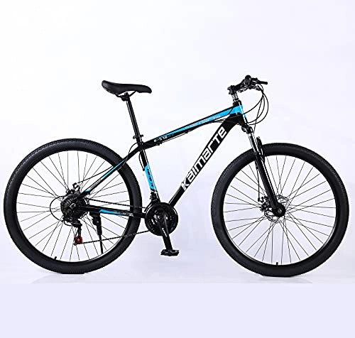 Vélos de montagnes : VTT de 29 pouces 27 vitesses, VTT en alliage d'aluminium, fourche avant antichoc, double frein à disque, portable antidérapant pour adultes (couleur : bleu)