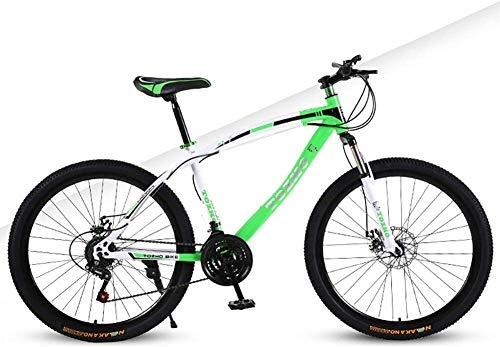 Vélos de montagnes : VTT Hommes et femmes Vélos de route Voyage d'été en plein air Vélo étudiants Vélo Double Shock Frein à disque Vitesse réglable cadre en acier au carbone à haute bicyclette (Color : Green)
