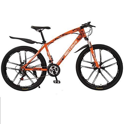 Vélos de montagnes : VTT pour Adultes, Vélo de montagne tout terrain adulte de 26 pouces 21 vitesses vélo étudiant à double amortisseur de frein à disque Orange C