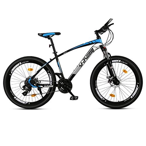 Vélos de montagnes : VTT, vlo tout terrain, 26" Mountain Bike, cadre en acier au carbone Mountain Bicycles, double disque de frein et de la fourche avant, 26 pouces Roues MTB Bike ( Color : Black+Blue , Size : 27 Speed )