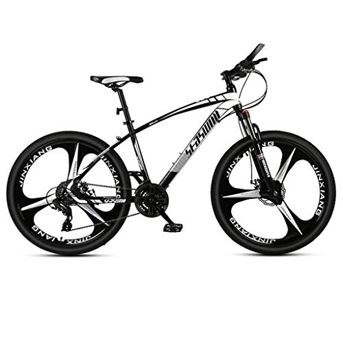 Vélos de montagnes : VTT, vlo tout terrain, VTT, Vlos de montagne Semi-rigide, double frein disque et suspension avant, cadre en acier au carbone, 26inch Mag Wheel MTB Bike ( Color : Black+White , Size : 24 Speed )