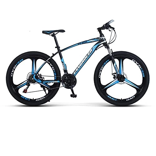 Vélos de montagnes : VTT à roue épaisse de 61 cm, vélo à 24 vitesses, vélo de trail pour adulte, pneu épais, cadre en acier à haute teneur en carbone, double suspension complète et double frein à disque (noir bleu)