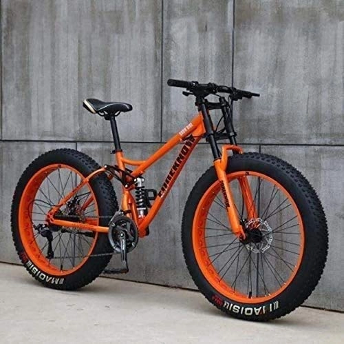 Vélos de montagnes : Vélo Adulte Mountain Bikes, 24 Pouces Fat Tire Hardtail VTT, Suspension Double Cadre et Fourche à Suspension Tout Terrain VTT, Vert, 7 Vitesses (Color : Orange, Size : 7 Speed)