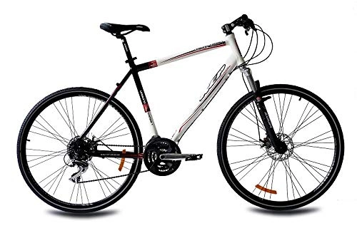 Vélos de montagnes : Vélo cross homme de 28 KCP Cross Moto Vélo Urbano Cross Line 1.0 en aluminium avec 24 g Acera Blanc Noir – 71, 1 cm (28 pouces)