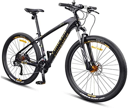 Vélos de montagnes : Vélo de montagne des adultes, 27, 5 pouces pneus suspension vélo complet, cadres de carbone, VTT lumière, or, 30 vitesse, Or, 27 vitesses