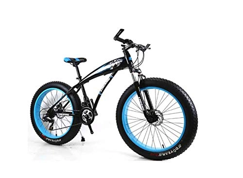 Vélos de montagnes : Vélo De Montagne Hardtail Vélo De Montagne 7 / 21 / 24 / 27 Vitesses Mens Vtt Vélo 24 Pouces Fat Tire Vélo De Route Vélo Pédales De Vélo Avec Freins À Disque Et Fourche À Suspension, Bleu noir, 27 vitesses