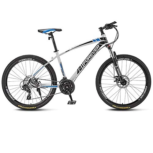 Vélos de montagnes : Vélo de montagne Implicitw vélo tout-terrain course à vitesse variable avec roue à rayons 26" 21 vitesses-Blanc bleu_26" 21 vitesses