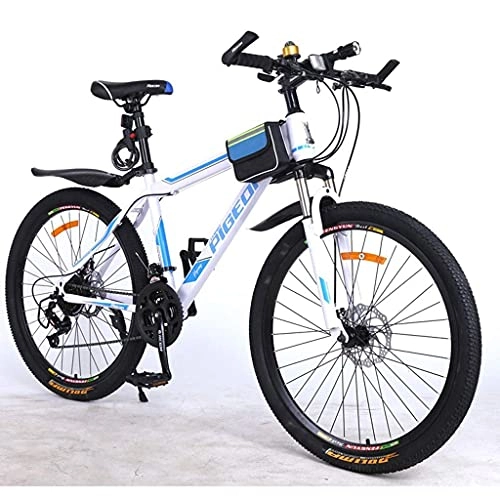 Vélos de montagnes : Vélo de montagne pour adulte et adulte - Pour homme et femme - VTT de 66 cm - Suspension avant - Avec double frein à disque - 21 vitesses - Cadre en acier au carbone