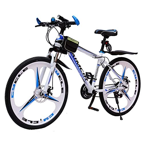 Vélos de montagnes : Vélo de montagne pour adulte et jeune adulte - VTT de 66 cm - Absorbe les chocs - Suspension avant - 21 vitesses - Roue de frein à double disque - Cadre en acier carbone