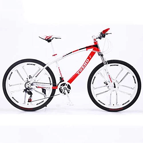 Vélos de montagnes : Vélo de montagne pour adultes et hommes - VTT de 66 cm - Cadre en acier au carbone - Double frein à disque à suspension avant - Pour femme et homme