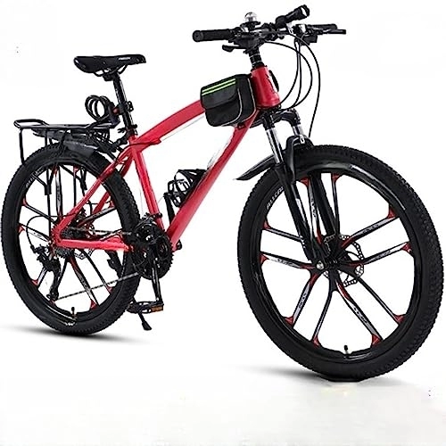 Vélos de montagnes : Vélo de route 26 pouces pour homme et femme, VTT électrique, freins à disque mécaniques avant et arrière, cadre en acier à haute teneur en carbone, facile à transporter, charge 120 kg (pink 21 speeds)