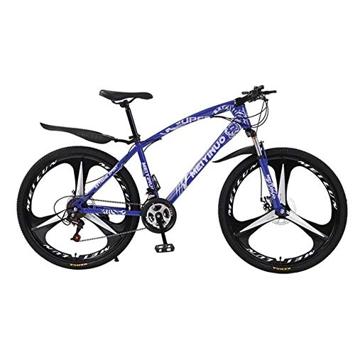 Vélos de montagnes : Vélo VTT, Vélo Tout Terrain, Vélo de Montagne, Montagne Vélos 26 pouces Cadre en acier Roue carbone Ravine Bike, Double Frein à disque et anti-choc avant Fourche ( Color : Blue , Size : 21-speed )