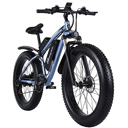 Vélos de montagnes : Vélo Électrique VTT Fat Bike 26 * 4.0 Pouces pour Adulte Homme Femme (Bleu)