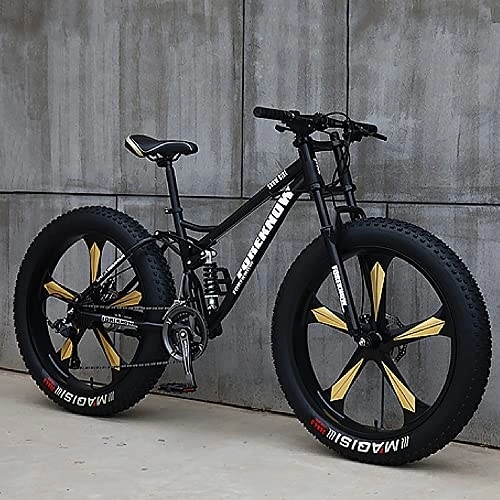 Vélos de montagnes : Vélos de montagne 26 pouces, vélo de montagne pour adulte, gros pneu, vélo 27 vitesses, cadre en acier à haute teneur en carbone, double frein à disque, roue de 4, 0 pouces d'épaisseur, vélo de monta