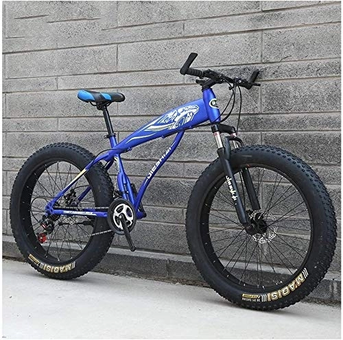 Vélos de montagnes : WEN Adulte Mountain Bikes, Garçons Filles Fat Tire Mountain Trail Bike, Double Frein à Disque VTT Semi-Rigide, Cadre en Acier Haute teneur en Carbone, Vélo (Color : Blue D, Size : 26 inch 24 Speed)