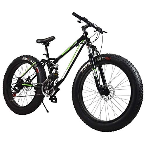Vélos de montagnes : Wghz Vélo de Montagne Descente VTT / Vélo de vélo de Montagne de vélo, Cadre en Alliage d'aluminium 21 Vitesses 26"* 4.0 Fat Tire Vélo de Montagne Fat Bike, Vert, 26"