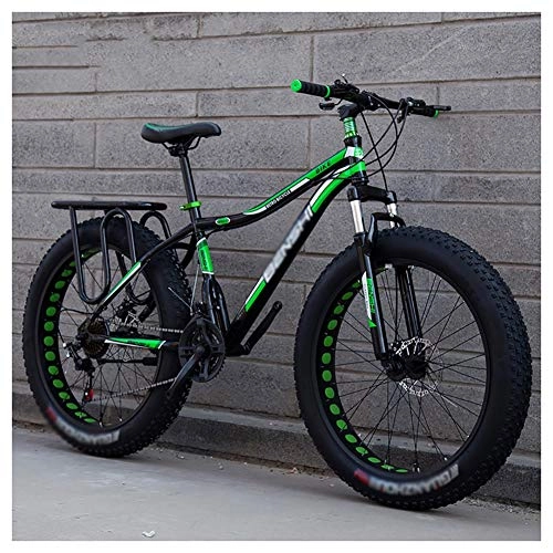 Vélos de montagnes : WJJ Vélos de Ville VTT, VTT en Aluminium Fat Tire Bike Adulte Vélos de Route Vélos Plage Motoneige de vélos Hommes Femmes Vélo de Montagne Adulte (Color : Green, Size : 24in)