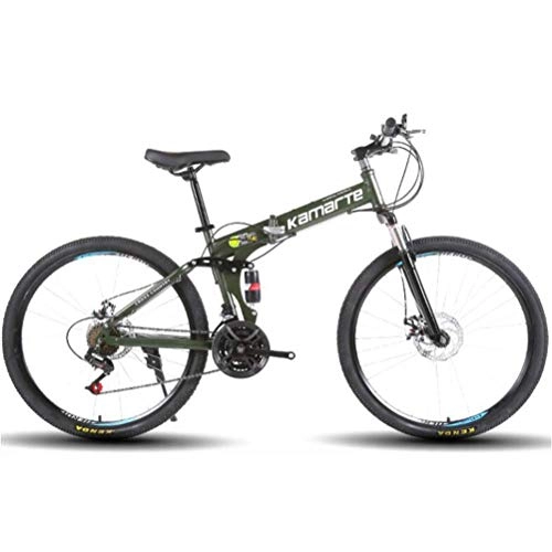 Vélos de montagnes : WJSW Vélos de routepliant pour Adultes, Freins à Disque Double Sports Loisirs City Road Bicycle (Couleur: ArmyGreen, Taille: 24 Vitesse)