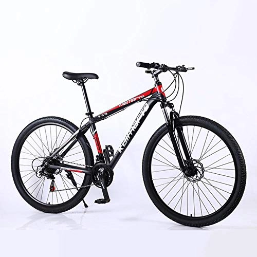Vélos de montagnes : WYN Speed ​​VTT Ultra-léger en Alliage d'aluminium vélo Double Frein à Disque vélo Sport de Plein air vélo de Montagne, 24 Vitesses Noir Rouge