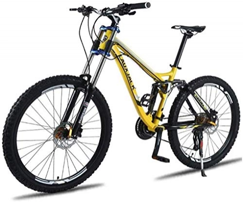 Vélos de montagnes : Wyyggnb VTT Homme, VTT, vélo Pliable Unisexe VTT, 26 Pouces en Aluminium Cadre en Alliage, 24 / 27 à Deux Vitesses Suspension VTT Vélo avec Double Disque de Frein (Color : Yellow, Size : 24 Speed)