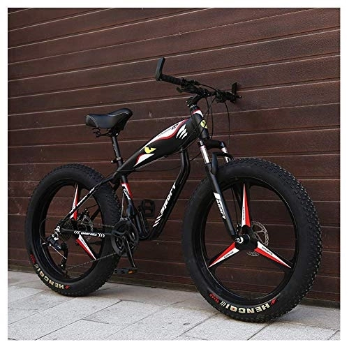 Vélos de montagnes : Xiaoyue 26 Pouces Mountain Bikes, Fat Tire Hardtail VTT, Cadre en Aluminium Alpin vélos, des Femmes des Hommes vélo avec Suspension Avant, Noir, 24 Vitesse Spoke lalay
