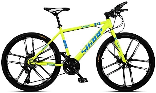 Vélos de montagnes : XinQing Bicyclette 24 Pouces Mountain Bikes, Double Disque de Frein VTT Hardtail, Hommes Femmes Haute teneur en Carbone en Acier Tout Terrain Alpin Vélos (Color : 30 Speed, Size : Yellow 10 Spoke)
