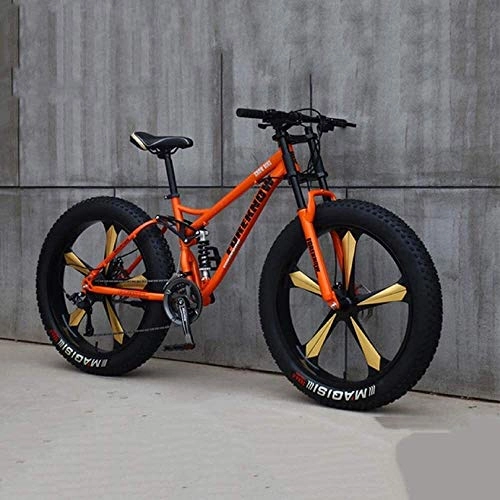 Vélos de montagnes : XinQing Bicyclette Vélo, VTT, 26 Pouces 7 / 21 / 24 / 27 Speed ​​Bike, Hommes Femmes Étudiant à Vitesse Variable vélo, Fat Tire Mens Mountain Bike (Color : Orange, Size : 24 Speed)