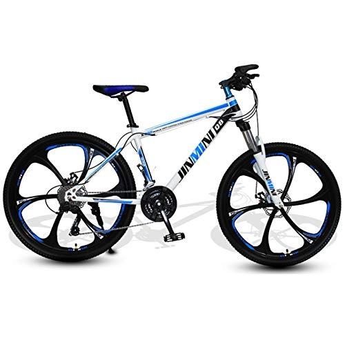 Vélos de montagnes : YCHBOS Poids Léger Vélo Homme VTT, Frein à Double Disque Hardtail Adulte Vélo de Montagne, Suspension Avant, Réglable Siège, Hommes de 1, 65 m à 1, 85 mWhite Blue