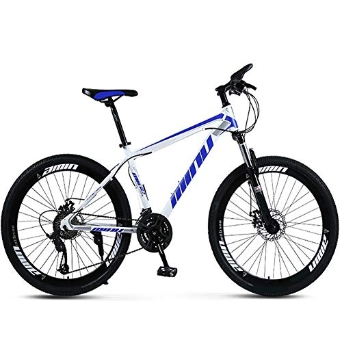 Vélos de montagnes : YGTMV Vélo de montagne 2020, 61 cm avec roue à rayons, double frein à disque, avec siège réglable, cadre en acier au carbone épais, pour adultes, étudiants, voyages en plein air, bleu, 21 vitesses
