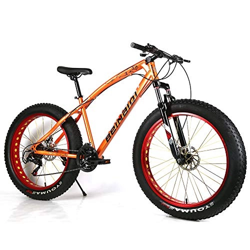 Vélos de montagnes : YOUSR Fat Bike Bike Mountain Bike Bicyclettes 26"Roue pour Hommes et Femmes Orange 26 inch 21 Speed